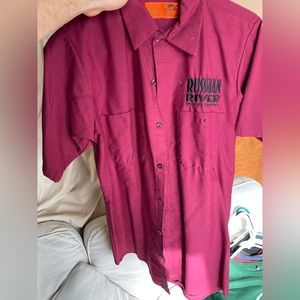 Russian River Brewing Shirt consecration dark sour ale work shirt in maroon wine